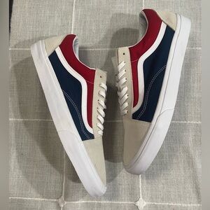 Vans Old Skool Retro Block Sneakers Mens 16 Low Top Red Navy Blue 721454 Skate